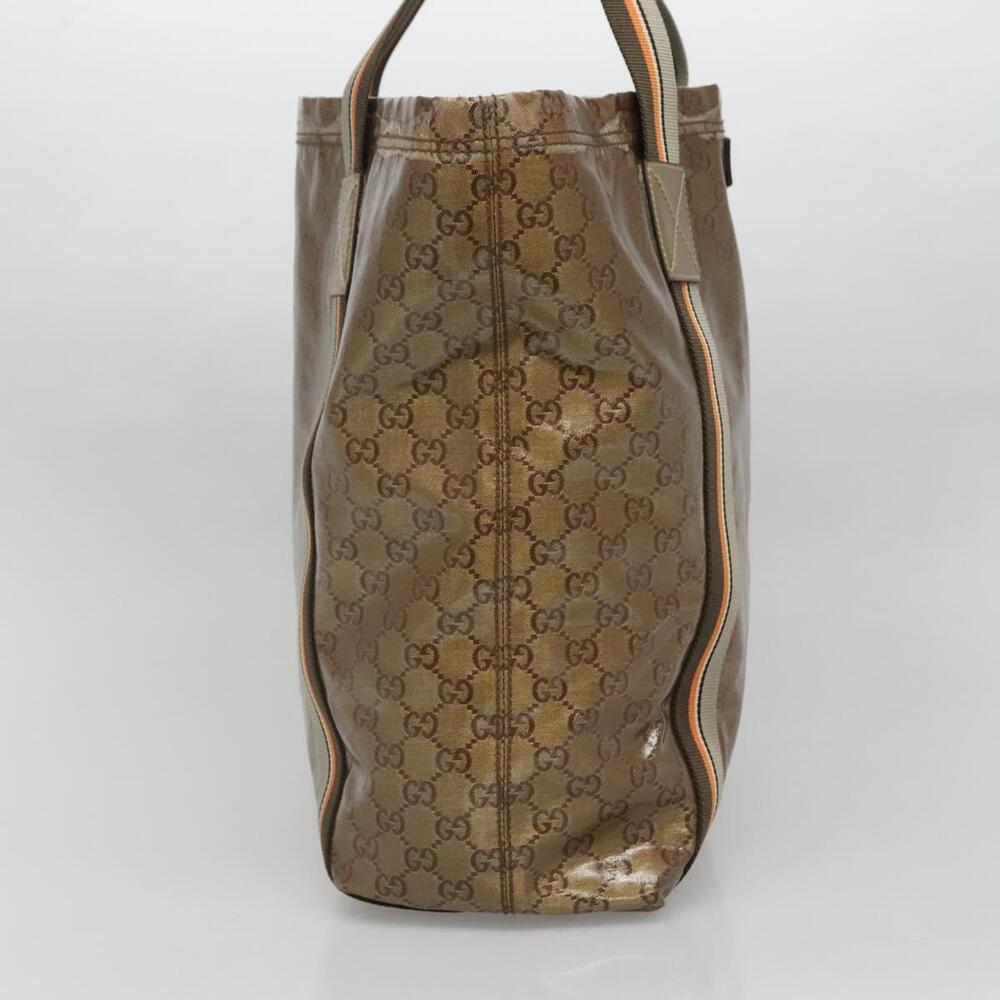 GUCCI GG Crystal Sherry Line Tote Bag Coated Canvas Brown - Picture 4 of 16
